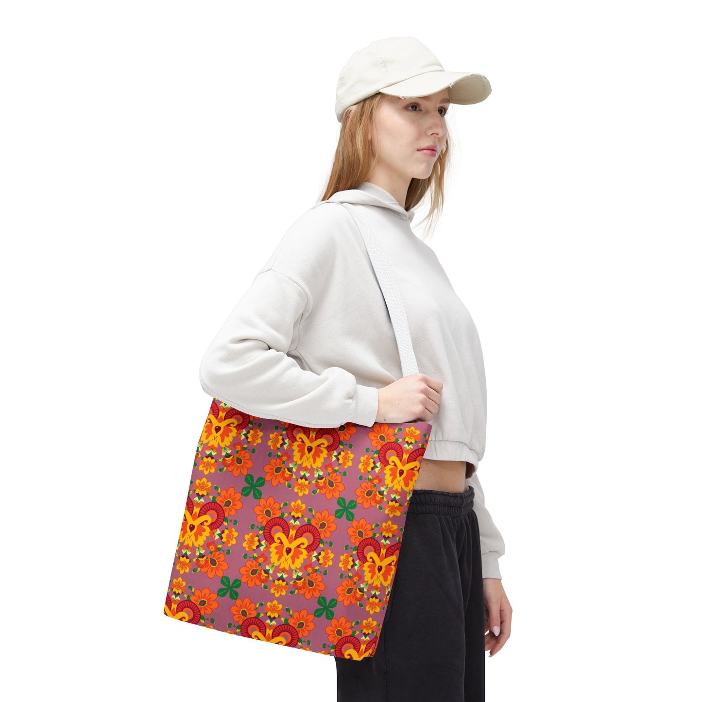 Tote Bag (AOP), Aries, Zodiac v1, Flower Pattern