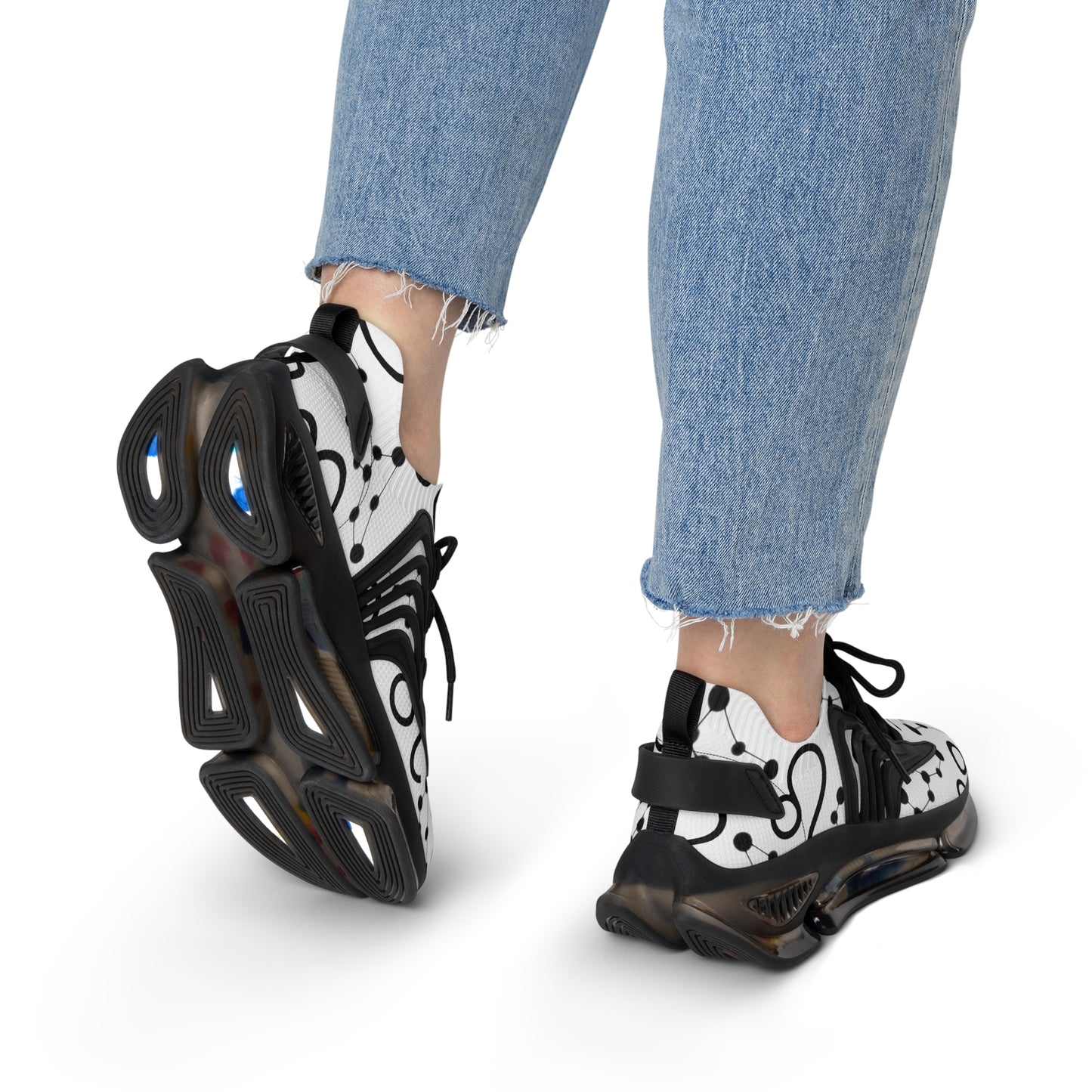 Women's Mesh Sneakers, Constellation & Symbol, Leo Zodiac Sign, AOP