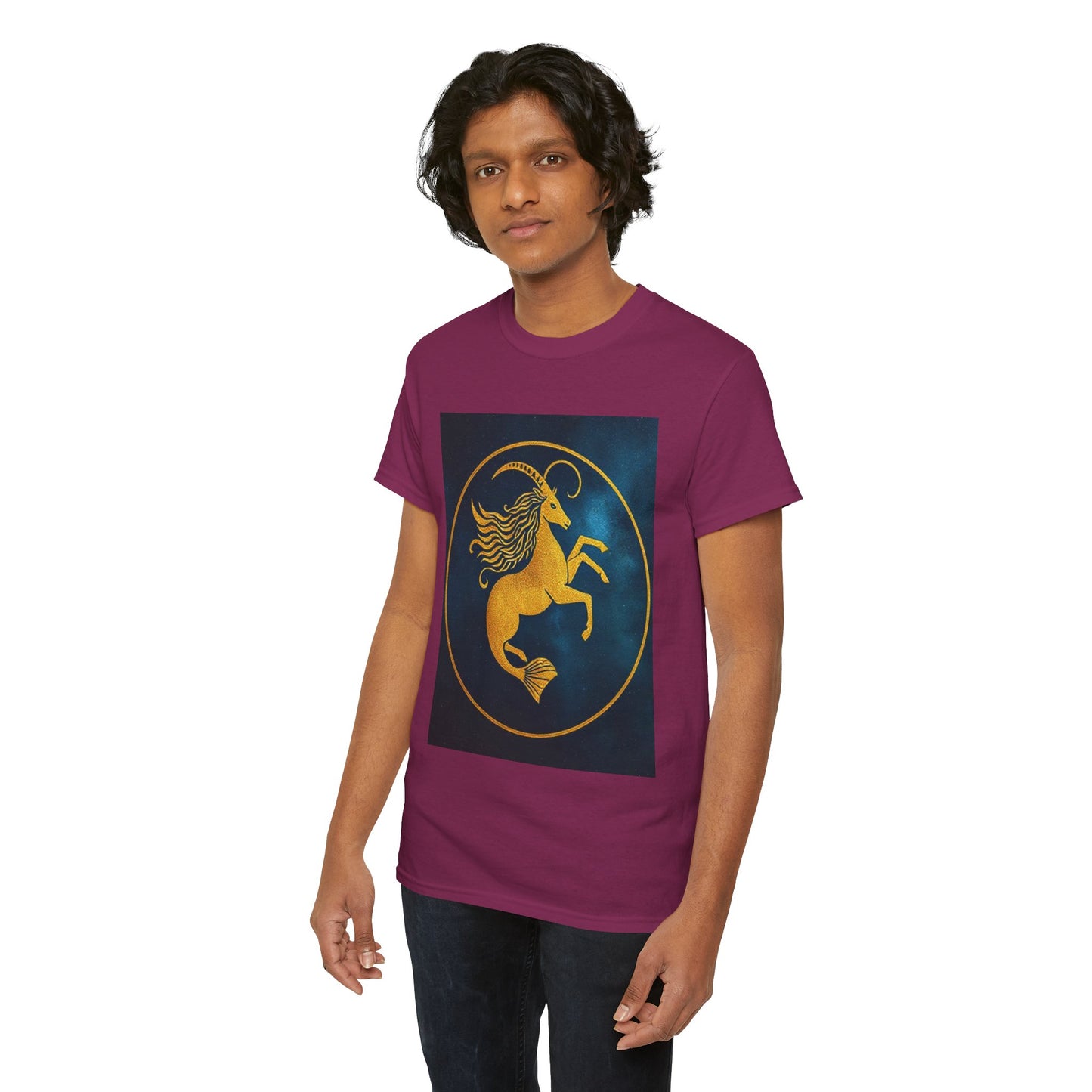 Unisex Heavy Cotton T-Shirt, Capricorn Animal v3, Symbol, Zodiac Design