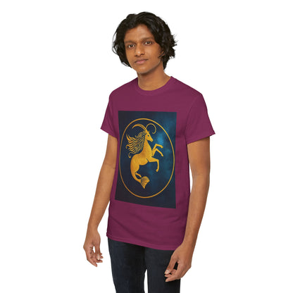 Unisex Heavy Cotton T-Shirt, Capricorn Animal v3, Symbol, Zodiac Design