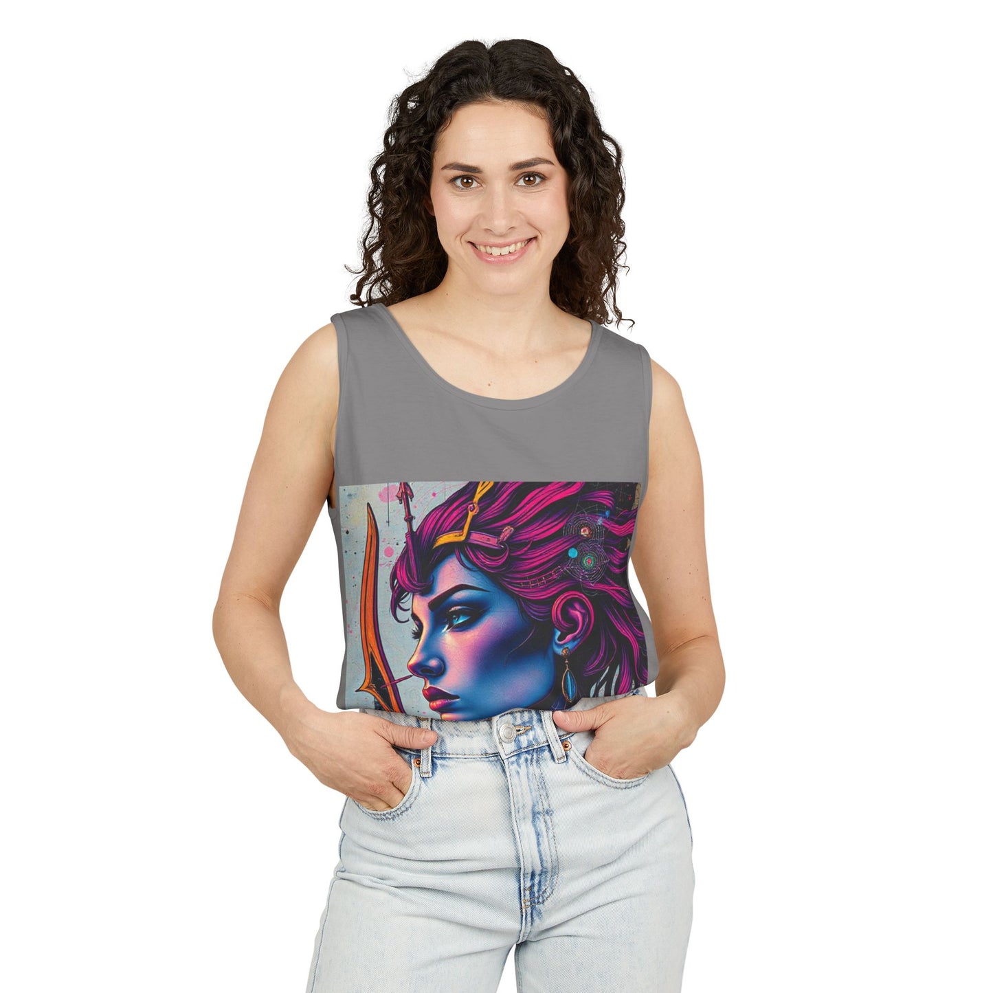 Unisex Garment-Dyed, Tank Top, Sagittarius Design, Pop Art, 100% US cotton