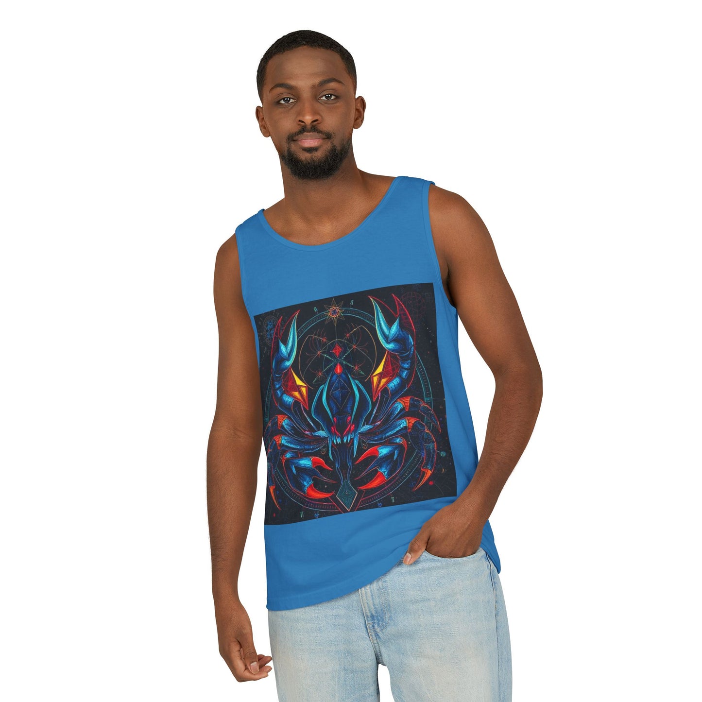Unisex Garment-Dyed, Tank Top, Scorpio Design, Pop Art v1, 100% US cotton