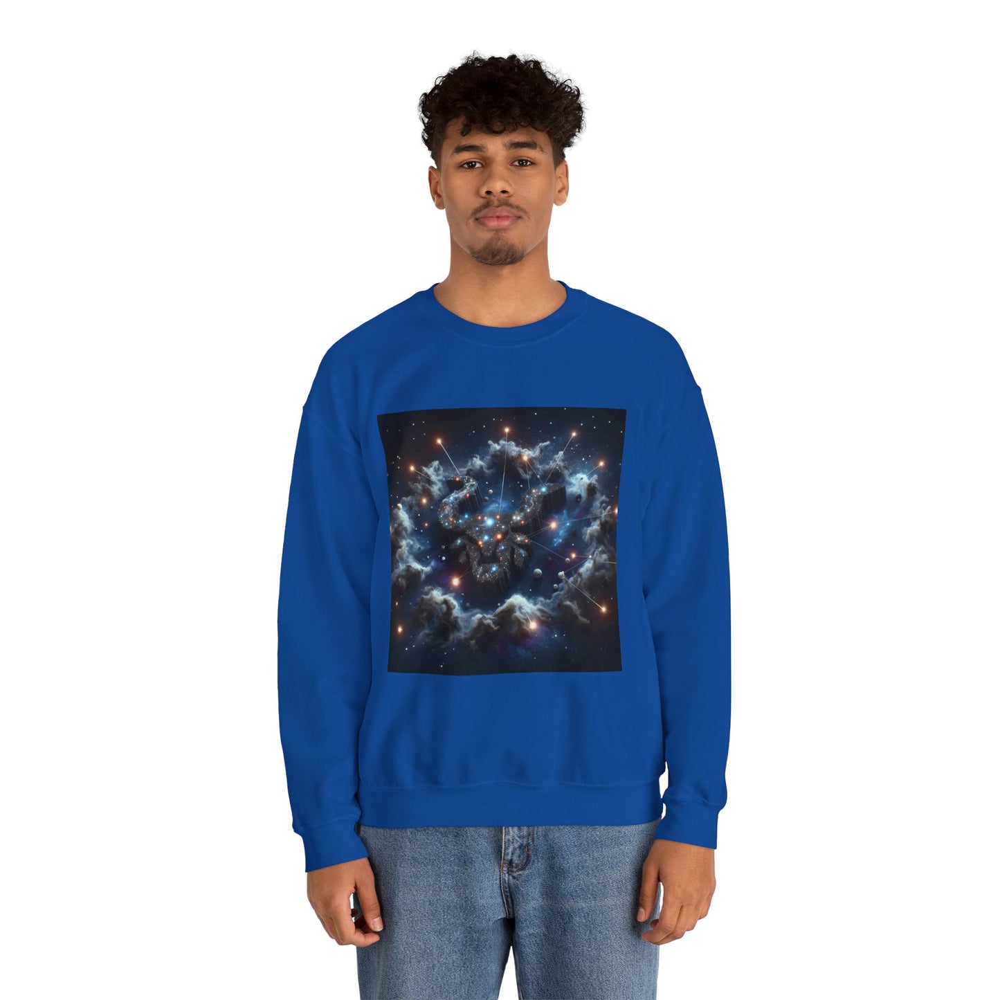 Unisex Heavy Blend™ Crewneck Sweatshirt, Space Bullhead, Taurus Zodiac Design