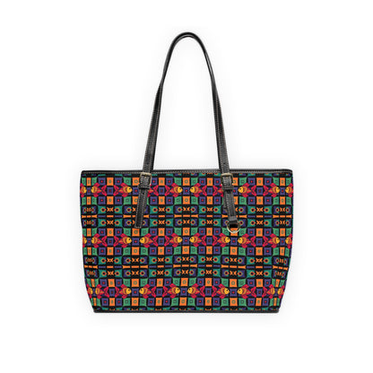 Leather Shoulder Bag, Pisces, Zodiac v2, Shapes Pattern