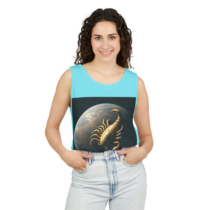 Unisex Garment-Dyed, Tank Top, Scorpio Design, Planet Symbol v1, 100% US cotton