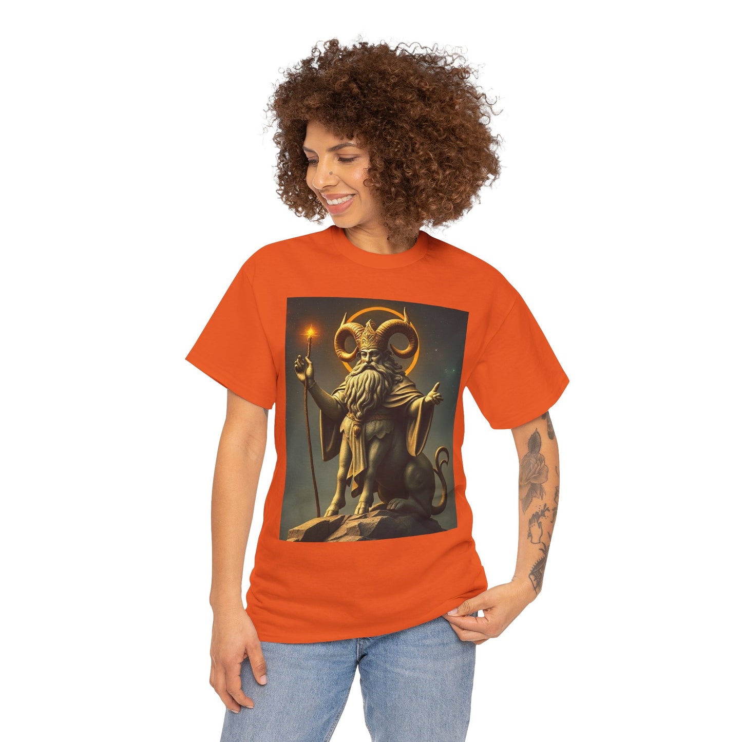 Unisex Heavy Cotton T-Shirt, Taurus God, Zodiac Design