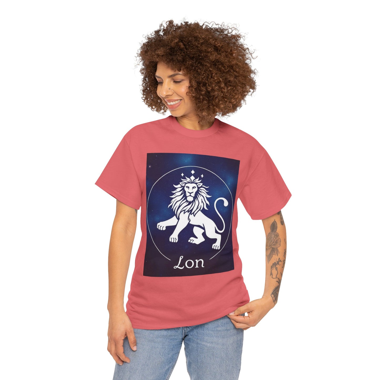 Unisex Heavy Cotton T-Shirt, Space Lion, Leo Zodiac Design