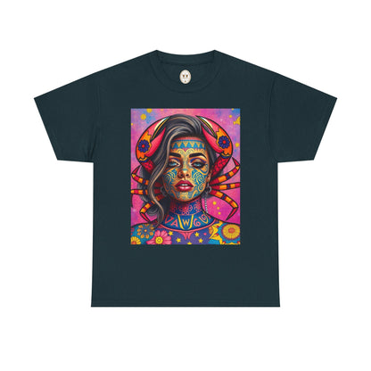 Unisex Heavy Cotton T-Shirt, Cancer, Zodiac v3, Sexy Art