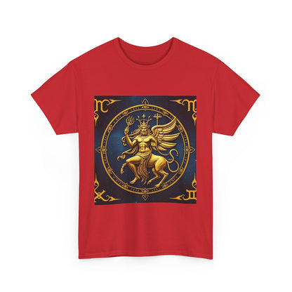 Unisex Heavy Cotton T-Shirt, Gold Angel, Symbol, Virgo Zodiac Design