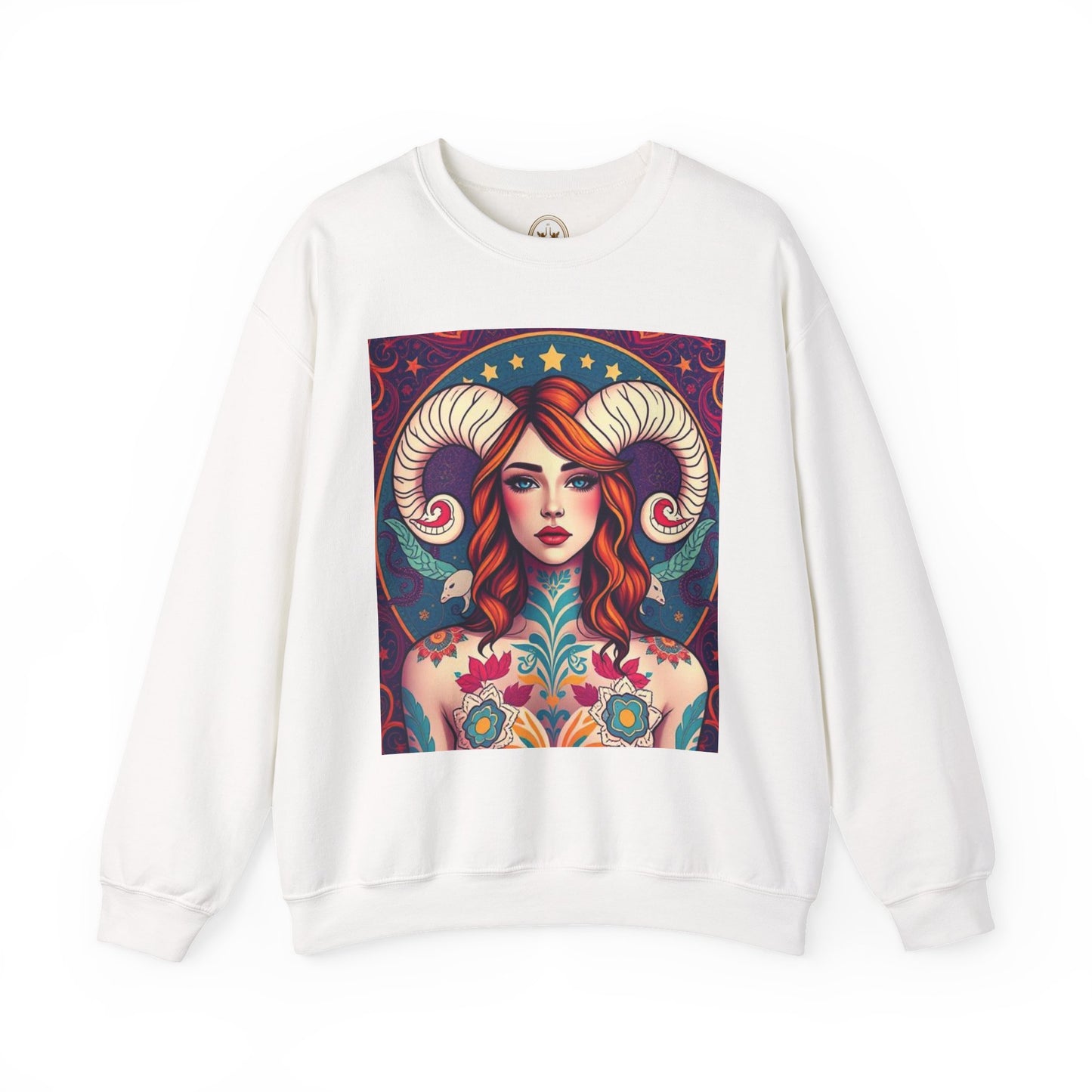 Unisex Heavy Blend™ Crewneck Sweatshirt, Aries, Zodiac v1, Sexy Pattern