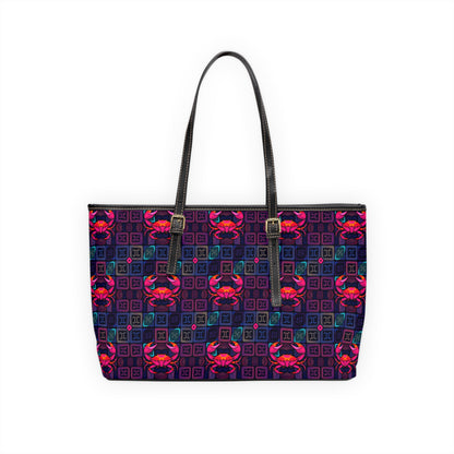 Leather Shoulder Bag, Cancer, Zodiac v3, Shapes Pattern
