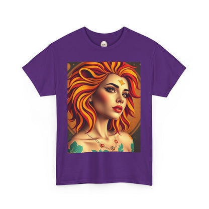 Unisex Heavy Cotton T-Shirt, Leo, Zodiac v3, Sexy Art