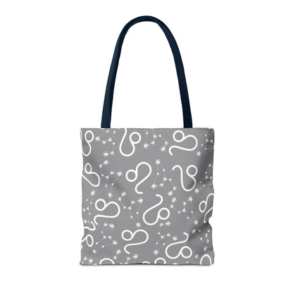 Tote Bag, Leo Zodiac Sign, AOP, (Grey, White)