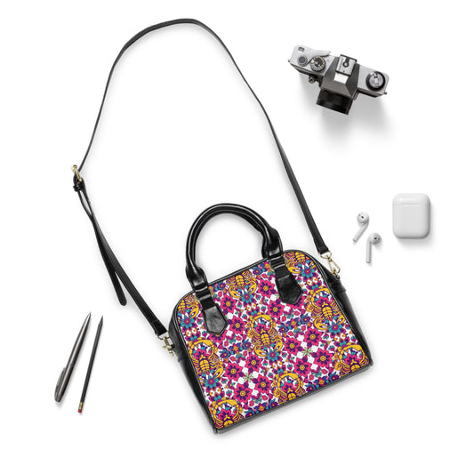 Shoulder Handbag, Scorpio, Zodiac v1, Flower Pattern