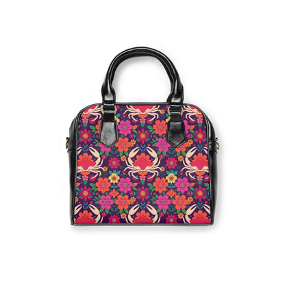 Shoulder Handbag, Cancer, Zodiac v2, Flower Pattern