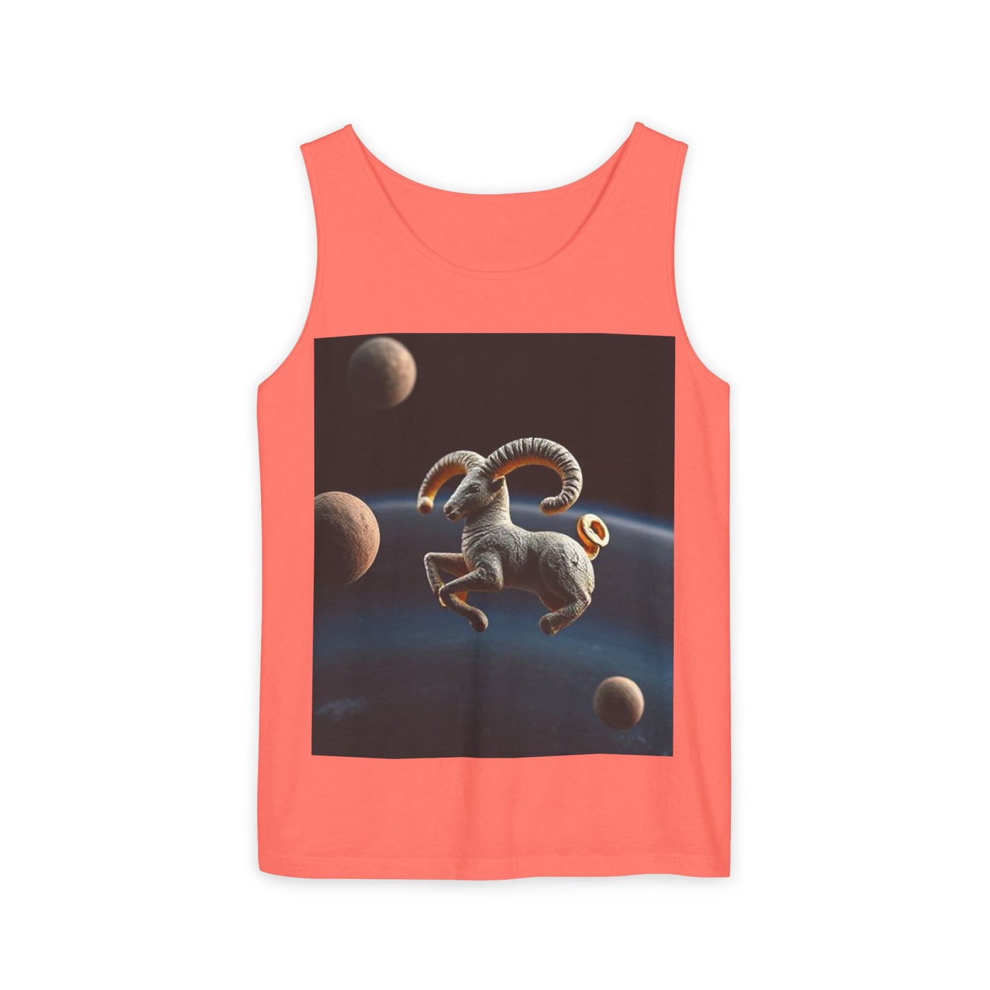 Unisex Garment-Dyed, Tank Top, Aries Design, Planet Animal v1, 100% US cotton