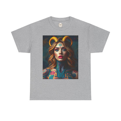 Unisex Heavy Cotton T-Shirt, Capricorn, Zodiac v1, Sexy Art