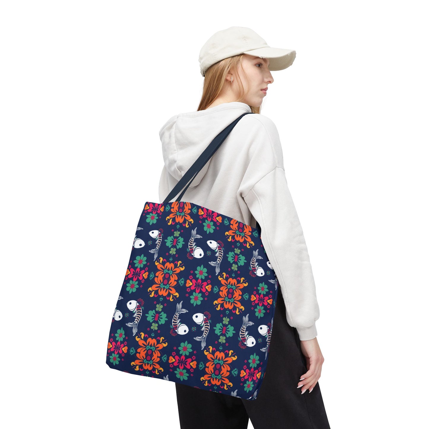Tote Bag (AOP), Pisces, Zodiac, Flower Pattern
