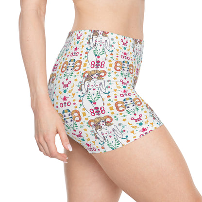 Women's Shorts, (AOP), Aries, Zodiac v3, Sexy Pattern