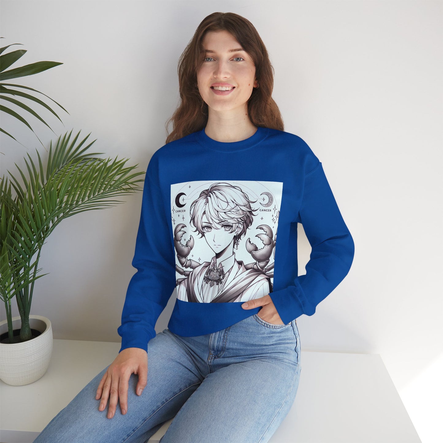 Unisex Heavy Blend™ Crewneck Sweatshirt,Two Moon, Cancer Zodiac Design