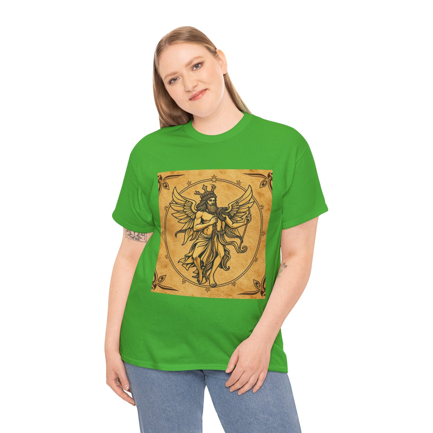 Unisex Heavy Cotton T-Shirt, Pencil Art v1, Gemini Zodiac Design