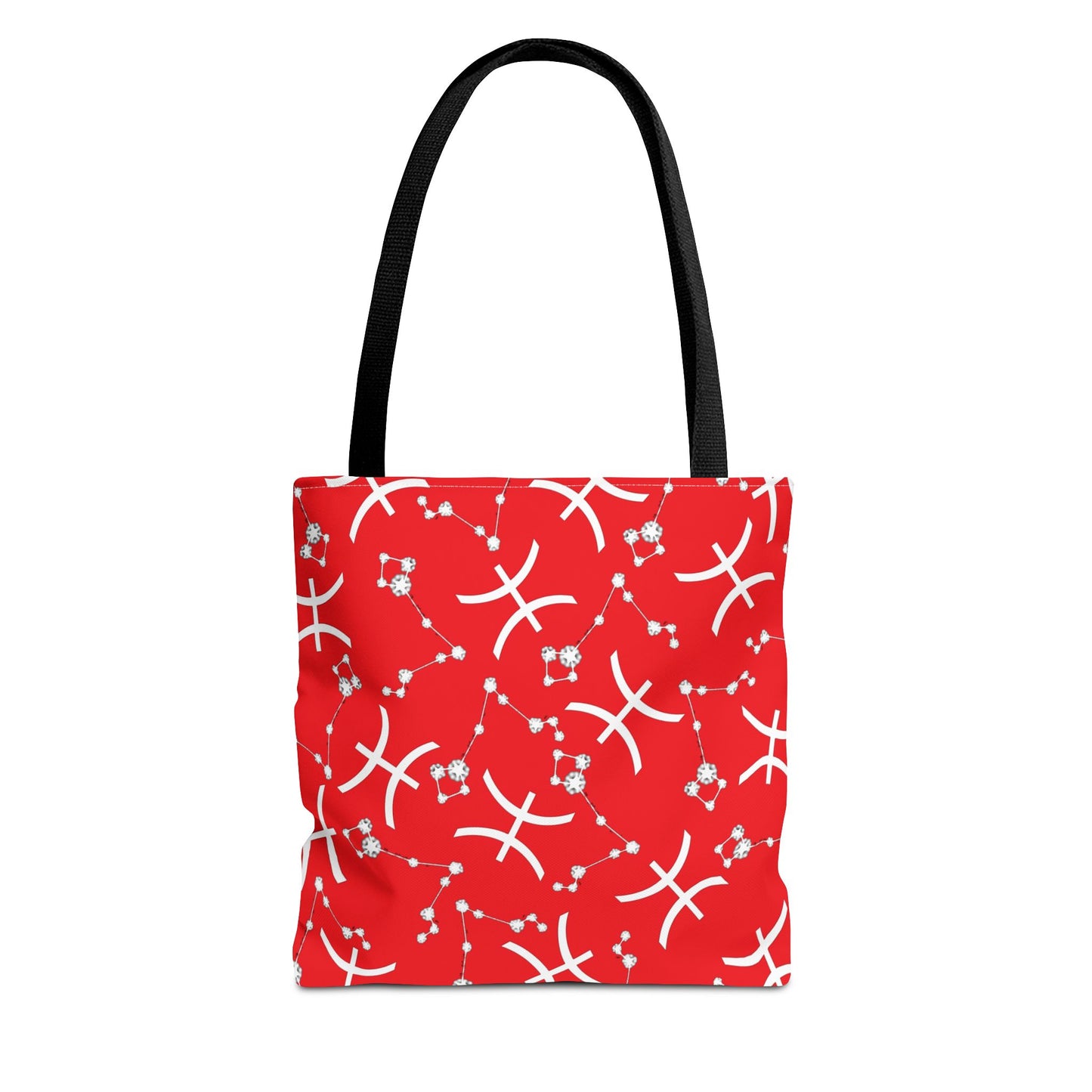 Tote Bag, Pisces Zodiac Sign, AOP, (Red, White)
