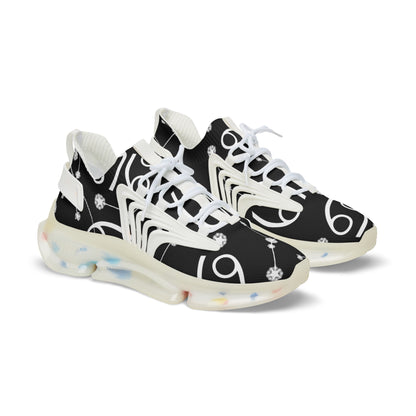 Men's Mesh Sneakers, Cancer Zodiac Sign, AOP, Black