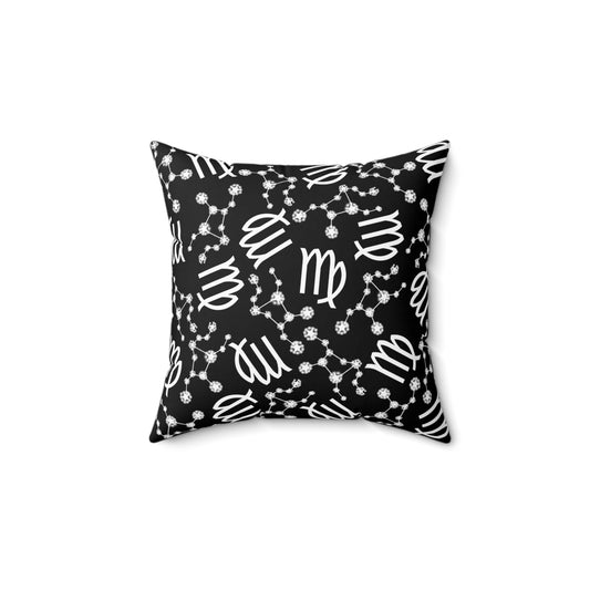 Zodiac Spun Polyester Square Pillow Virgo Zodiac Sign Black Pillow