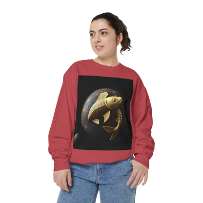 Garment-Dyed Sweatshirt, Unisex, Space Animal Design v1, Pisces