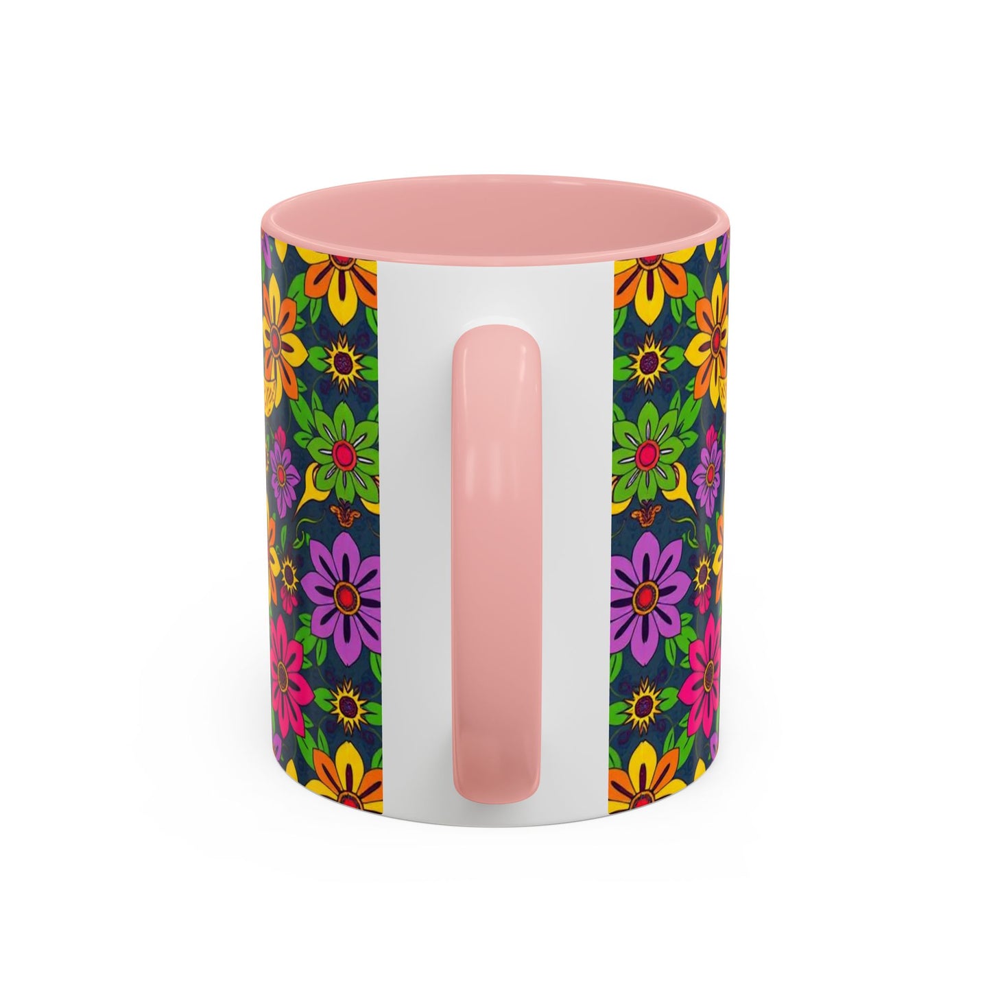 Accent Coffee Mug, Gemini, Zodiac v3, Flower Pattern, (11, 15oz)