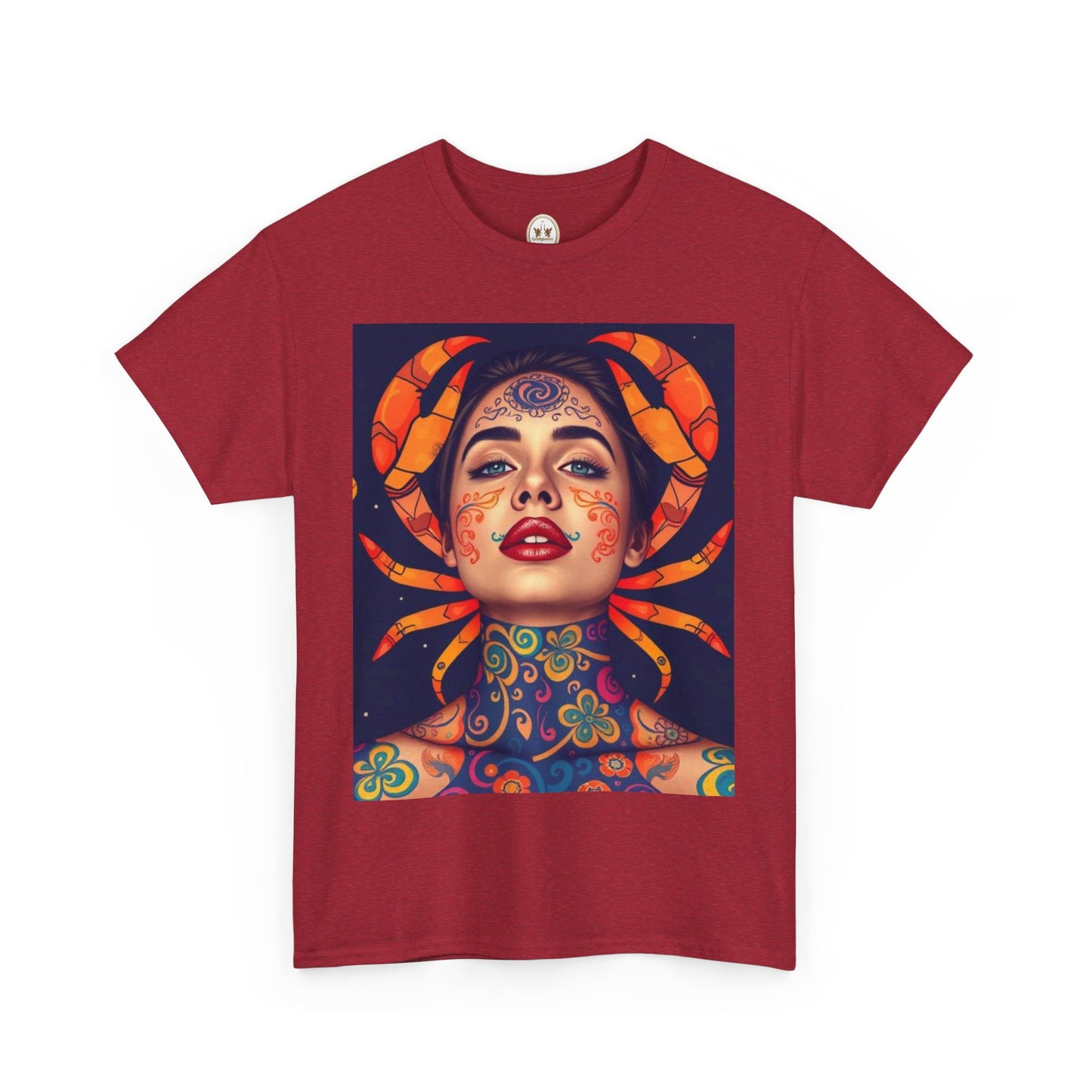Unisex Heavy Cotton T-Shirt, Cancer, Zodiac v2, Sexy Art