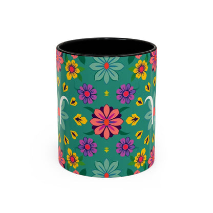 Accent Coffee Mug, Aquarius, Zodiac v3, Flower Pattern, (11, 15oz)