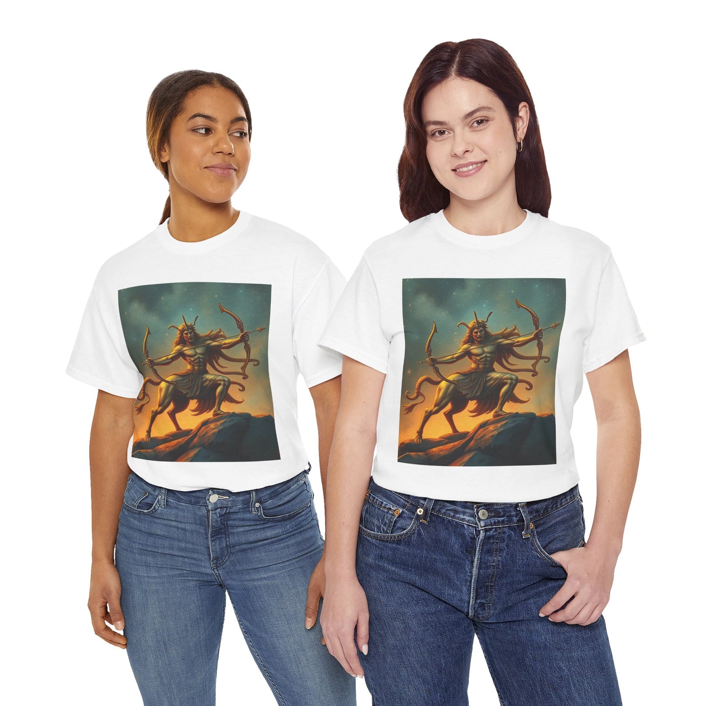 Unisex Heavy Cotton T-Shirt, Arrow Centaur, Sagittarius Zodiac Design