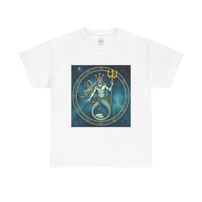 Unisex Heavy Cotton T-Shirt, Aquarius God 6v, Zodiac Design