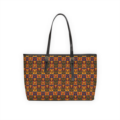 Leather Shoulder Bag, Leo, Zodiac v2, Shapes Pattern