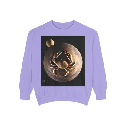 Garment-Dyed Sweatshirt, Unisex, Space Animal Design v1, Cancer