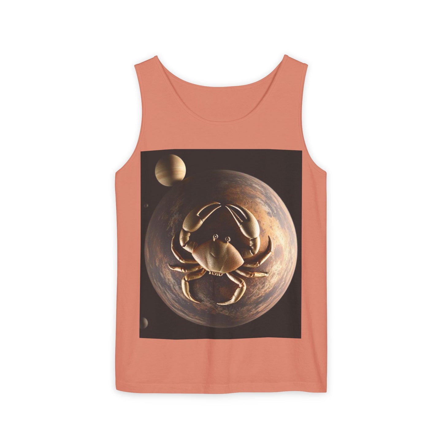 Unisex Garment-Dyed, Tank Top, Cancer Design, Planet Crab v1, 100% US cotton