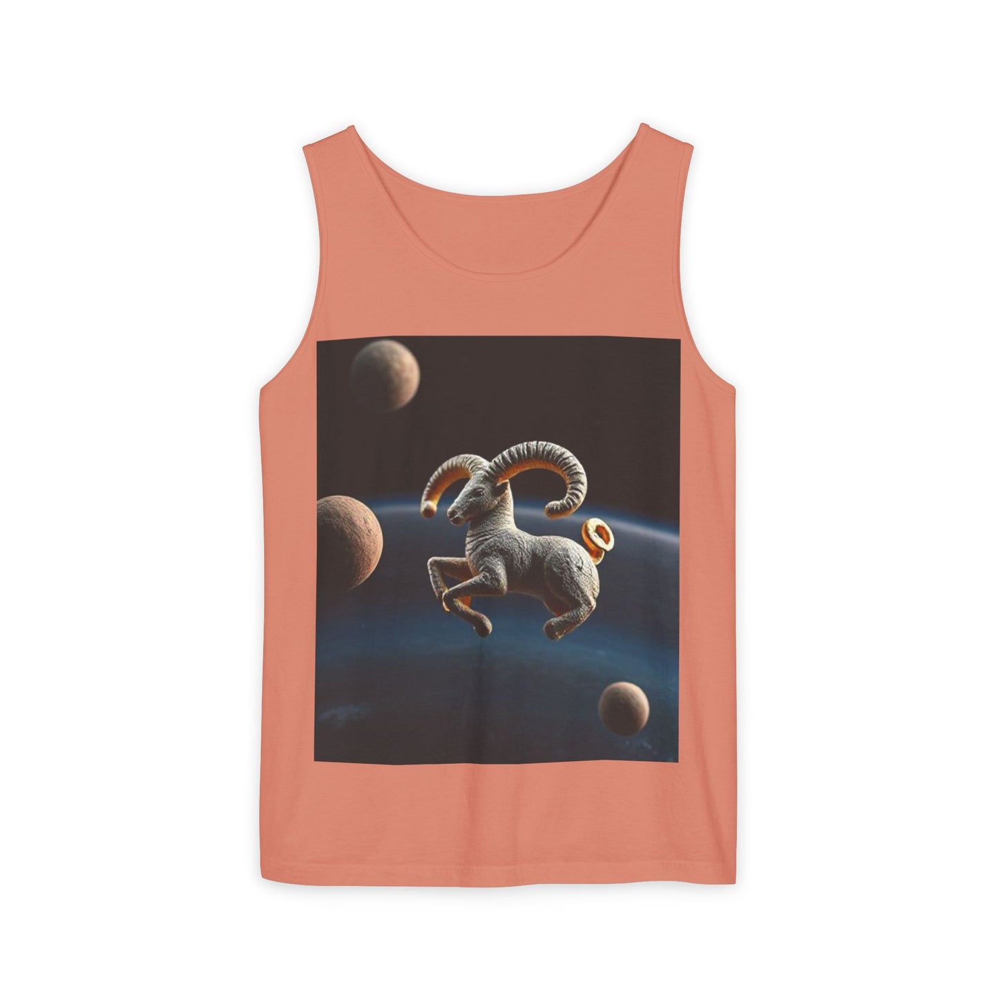 Unisex Garment-Dyed, Tank Top, Aries Design, Planet Animal v1, 100% US cotton