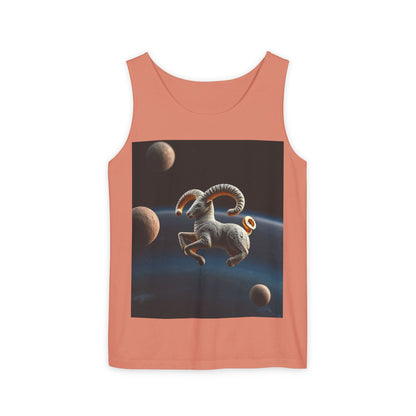 Unisex Garment-Dyed, Tank Top, Aries Design, Planet Animal v1, 100% US cotton