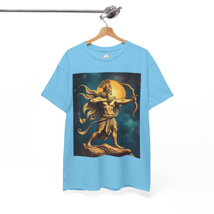 Unisex Heavy Cotton T-Shirt, Midnight Arrow v1, Sagittarius Zodiac Design