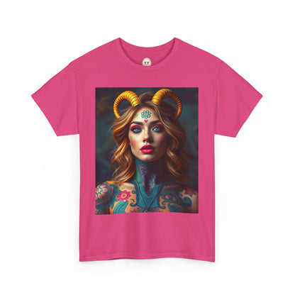 Unisex Heavy Cotton T-Shirt, Capricorn, Zodiac v1, Sexy Art