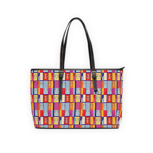 Leather Shoulder Bag, Libra, Zodiac v3, Shapes Pattern