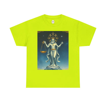 Unisex Heavy Cotton T-Shirt Space v2, Libra God, Zodiac Design