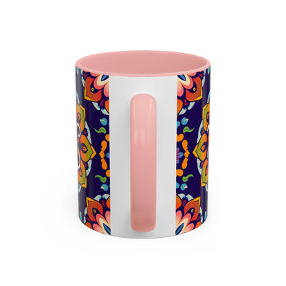 Accent Coffee Mug, Virgo, Zodiac v4. Flower Pattern, (11, 15oz)