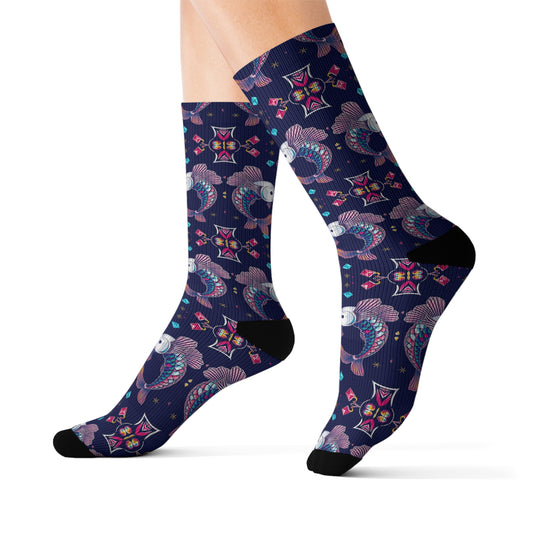 Sublimation Socks, Pisces, Zodiac v4, Jewel Pattern