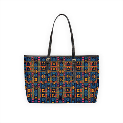 Leather Shoulder Bag, Gemini, Zodiac, Shapes Pattern