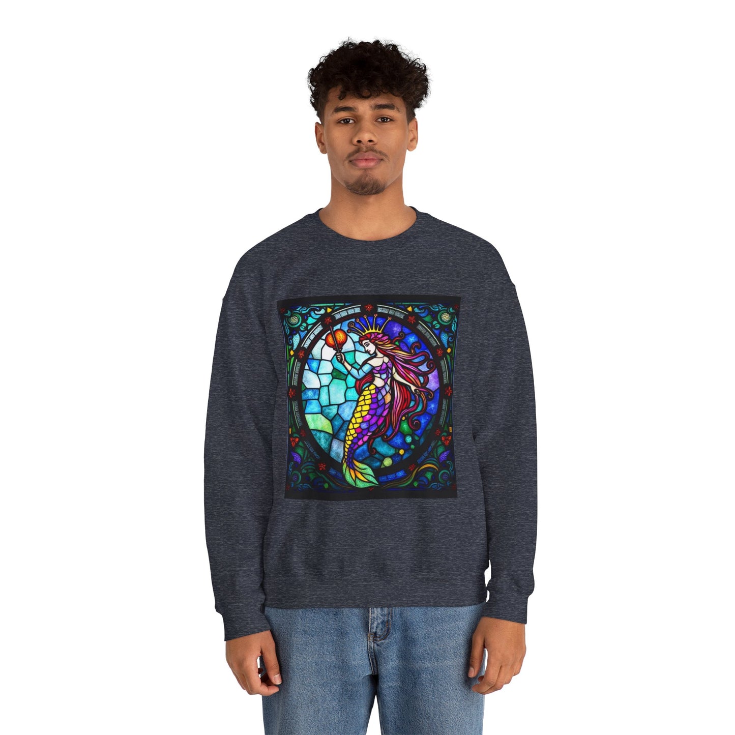 Unisex Heavy Blend™ Crewneck Sweatshirt, Glass, Aquarius Zodiac Design