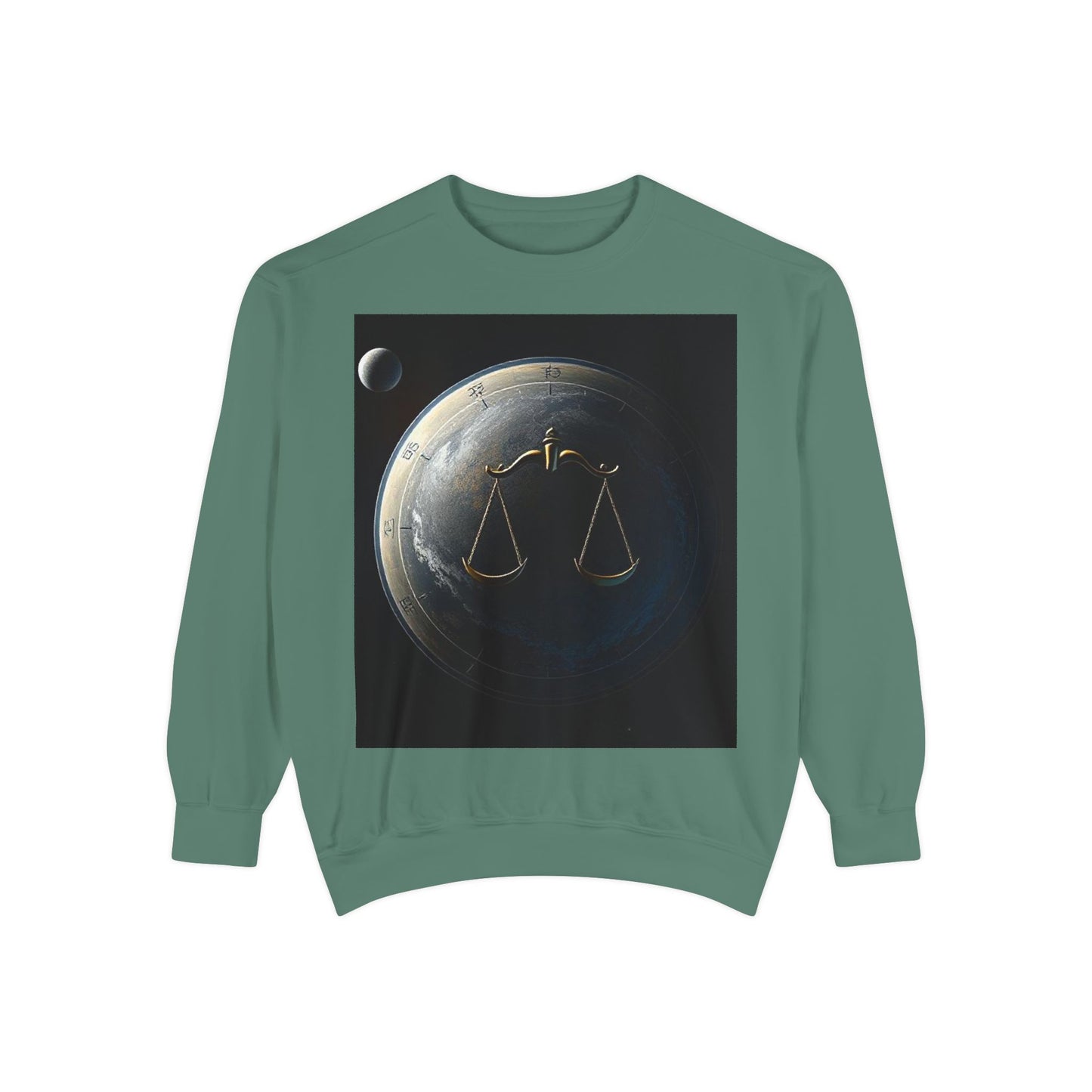 Garment-Dyed Sweatshirt, Unisex, Space Animal Design, Libra