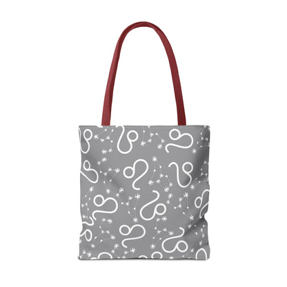 Tote Bag, Leo Zodiac Sign, AOP, (Grey, White)