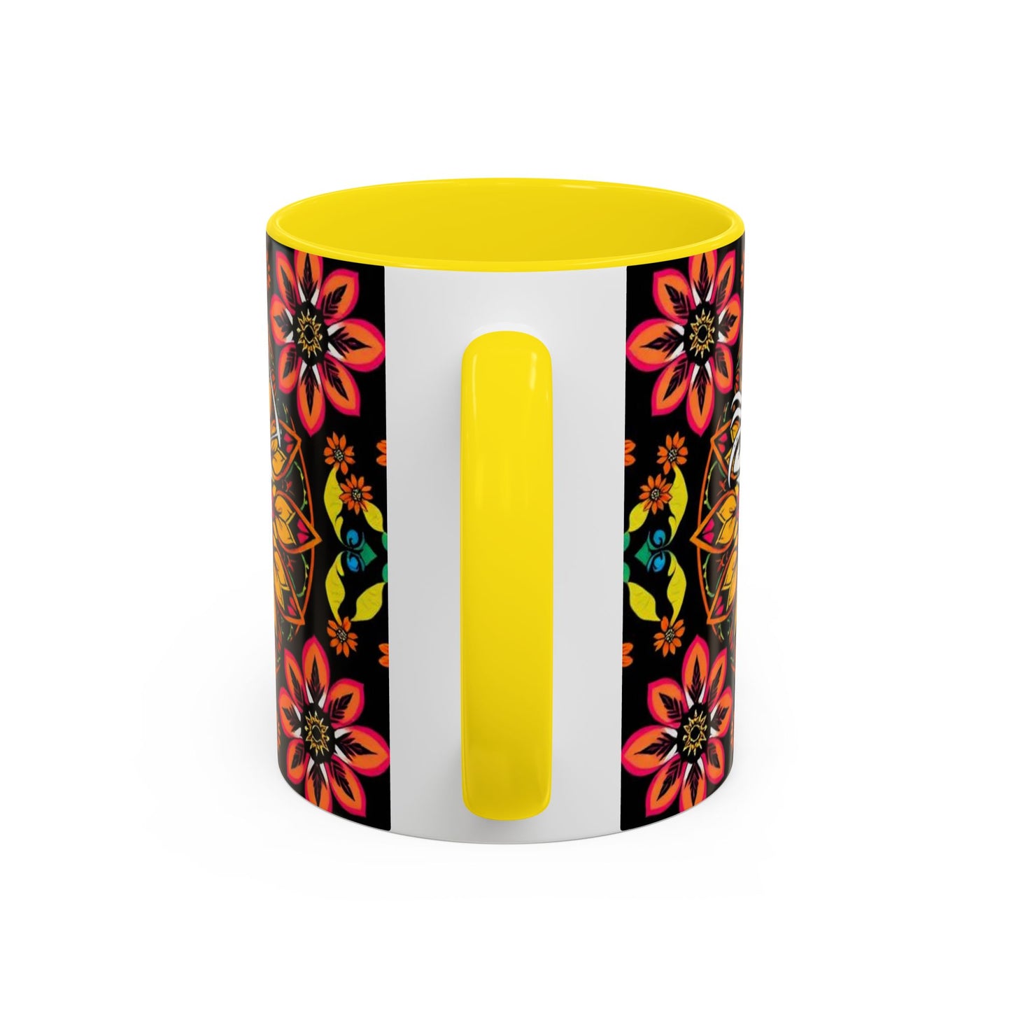 Accent Coffee Mug, Sagittarius, Zodiac v2. Flower Pattern, (11, 15oz)